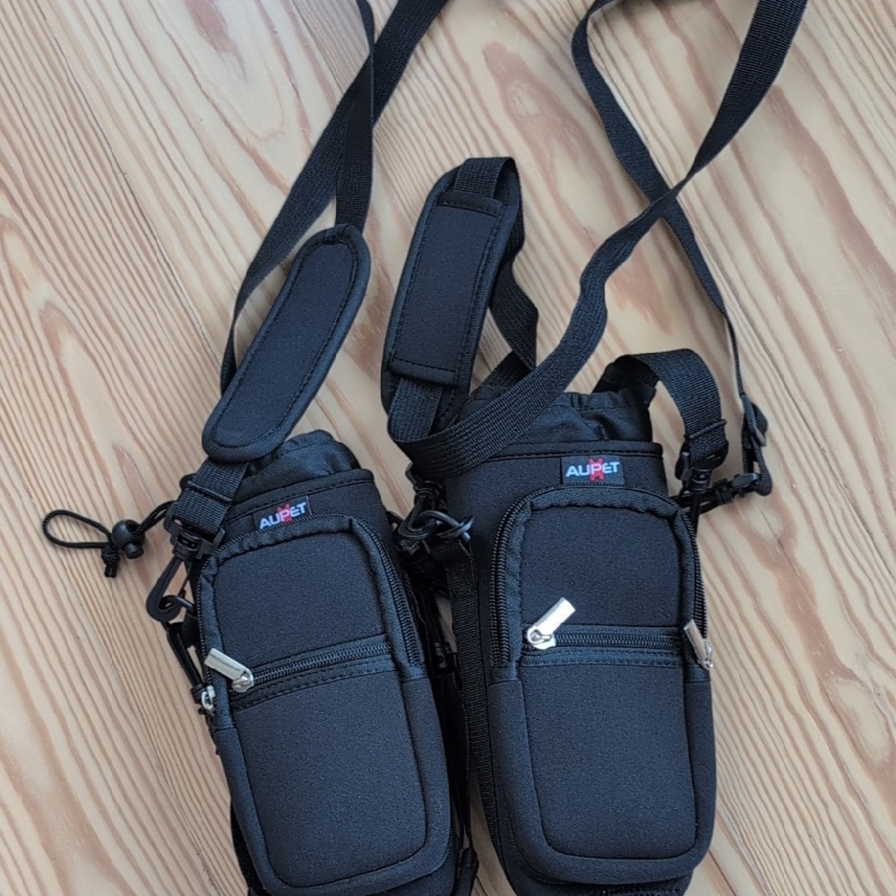 Black Crossbody Water Bottle Bag- Set Of 2